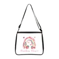 Rainbow and floral printed crossbody bag with adjustable strap and black zipper closure - Small / Rainbow Flower Strawberry (02)