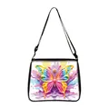 Retro shoulder bag with colorful 3D butterfly print and adjustable black woven strap - 3D Molded Colorful Butterfly (20)