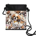 Kleine crossbody telefoontas met schattige Shih Tzu hondenprint en zwarte ritssluiting - Volledig Cartoon Shih Tzu Sticker Stijl Patroon (06)