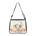 Vintage elephant canvas crossbody bag with floral watercolor print and adjustable strap - Small / Watercolor Fresh Elephant Style (04)