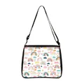 Rainbow and sunflower print white crossbody bag with adjustable black shoulder strap - Repeat Rainbow Cloud (05)