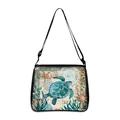 Sac bandoulière artistique avec imprimé tortue marine et motif de carte vintage - Petit / Style Tortue Carte Nautique (01)