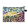 Lightweight foldable makeup bag with vibrant colorful leopard print and zipper closure - Watercolor Hand Painted Leopard (11)