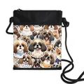 Zwarte crossbody telefoontas met een schattige cartoonprint van een Shih Tzu puppy - Hoge Dichtheid Cartoon Shih Tzu Hoofd Print (07)