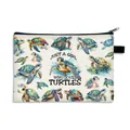 Estuche de lona con tortugas impresas Just A Girl Who Loves Turtles y cremallera - Estilo de Patrón de Tortuga Artístico (04)