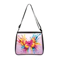 Artistic butterfly print shoulder bag with colorful paint splatter design on black strap - High Saturation Paint Butterfly (21)