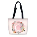 Borsa tote in tela rosa impermeabile con stampa floreale lettera C e manici neri - Stile C