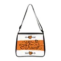White canvas shoulder bag with You are my heart print and adjustable black strap - Large / You Are My Heart Orange Stripe (27)