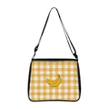Yellow gingham tote bag with cute banana print and adjustable black shoulder strap - Yellow White Plaid Banana (06)