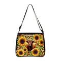 Sac à bandoulière avec imprimé vache, tournesols et motif léopard élégant - Petit / Style 03 (Fond Imprimé Léopard Tournesol Vache Des Highlands)