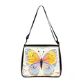 White shoulder bag with colorful 3D butterfly pattern and black adjustable strap - Colorful Relief Butterfly (24)