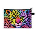 Foldable leopard print makeup bag with vibrant colorful pop art feline pattern design - Colorful Pop Leopard (15)