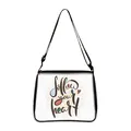 White underarm bag with 'Follow your heart' print and adjustable black shoulder strap - Large / Follow Your Heart Polka Dot (28)