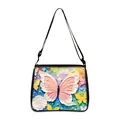 Women's butterfly shoulder bag with colorful 3D embossed floral patterns and black strap - 3D Relief Butterfly Floral (25)