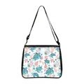Shoulder bag featuring a sea turtle coral print with adjustable black strap - Turtle Paisley Texture All-over Print Style (07)