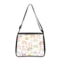 Rainbow and cloud print crossbody bag with black adjustable strap and zipper closure - Repeat Rainbow Heart (06)