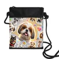 Mini crossbody tas voor smartphone met schattig hondenpatroon en zwarte riem - Hondencollage met Shih Tzu Dwergkeeshond & Ballonnen (13)