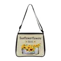 Tote bag met zonnebloem- en bijenprint, zwarte verstelbare riemen en ritssluiting - Klein / Warme Zonnebloem Stijl (03)