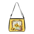 Sunflower and bee print tote bag with yellow accents and adjustable shoulder strap - Vibrant Yellow Sunflower Style (09)