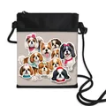Schattige kleine crossbodytas met hondenprint in zwart en beige met dunne schouderband - Meerdere Cartoon Shih Tzu Hoofd Stiksel Ontwerp (16)