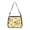 Shopper met zonnebloem en bijen print voorzien van verstelbare riem en rits - Klein / Verse Zonnebloem Bij Stijl (04)