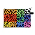 Colorful leopard print patchwork makeup bag with zipper closure and hanging loop - Bold Colorful Patchwork Leopard (22)