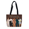 Bolso de lona con diseño artístico de marzo y cinco mujeres en tonos marrones - Serie Mensual Hello March (07)