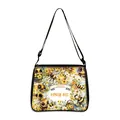 Sunflower and honey bee print tote bag with adjustable black strap and zipper closure - Cartoon Bee Sunflower Style (08)