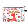 White canvas pouch with colorful Happy Birthday 1 design and black zipper closure - Number 1 (01)