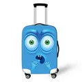 Kofferhülle in Blau mit Cartoon-Monsteraugen-Druck und vier flexiblen Rollen - Hellblaues Monster (XT_BQ05)