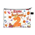 Polyester makeup bag with number 2 and Happy Birthday print for girls' birthday gift - Number 2 (02)