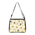 Tote bag with yellow sunflower and bee prints, cream base and black adjustable strap - Fresh Pastoral Daisy Bee Style (12)
