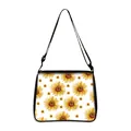 Crossbody tote bag featuring sunflower floral print and adjustable black shoulder strap - Full Sunflower Floral Style (13)