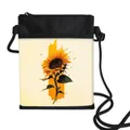 Black sunflower crossbody phone bag with artistic floral print and cord shoulder strap - 05-Sunflower Splatter Background Style