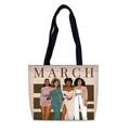 Bolso tote de lona con asas negras e ilustración de mujeres africanas de March - Mujeres de Moda del Mes de Marzo (13)