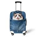 Elastic suitcase cover with denim texture and cute cat print for luggage protection - Size S (18-20 Inch) / Ragdoll Cat Pattern (04)