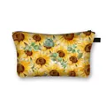 Watercolour sunflower cosmetics bag with black zipper and large storage capacity - Full Watercolor Style Sunflower