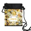 Black crossbody phone bag with sunflower honey bee print and adjustable strap - 08-Cartoon Bee Flower Black Background Style