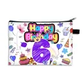 Borsa per cosmetici pieghevole in tela con graffiti colorati e motivo Happy Birthday 6 - Numero 6 (06)