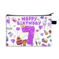Pochette bianca con numero 7 viola e icone festive per regalo di settimo compleanno - Numero 7 (07)