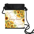 Crossbody phone bag featuring yellow sunflower prints and honey lovin' text in black - 10-Sunflower Honey Letter Style