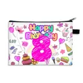 Borsa per cosmetici in tela bianca con stampa colorata per l'8° compleanno e zip - Numero 8 (08)