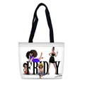 Bolso tote de lona blanca con asas negras e ilustración de moda con cuatro mujeres - Estampado Friday Fashion Vibe (16)