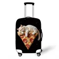 Elastic luggage cover featuring a cat on a pizza slice with starry night background - Size S (18-20 Inch) / White Cat Pizza Space (02)