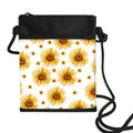 Crossbody phone bag featuring vibrant sunflower print and black adjustable strap cord - 13-Watercolor Sunflower Color Block Style