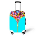 Sky blue suitcase cover with creative gold zipper and colorful candy bean print pattern - Size S (18-20 Inch) / Blue Candy Print