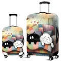 Cartoon cats print elastic suitcase covers in large and small sizes for travel protection - S / Cartoon Cats on Sofa (03)