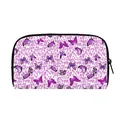 Damesportemonnee met paarse luipaardprint en vlindermotieven met ritssluiting - Paarse Luipaard Vlinder