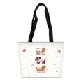 Cute cartoon dachshund canvas tote bag with black handles for daily casual shopping - Cartoon Dachshund