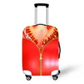 Elastic red suitcase cover with tomato print and large decorative gold zipper - Size S (18-20 Inch) / Red Fruit Print